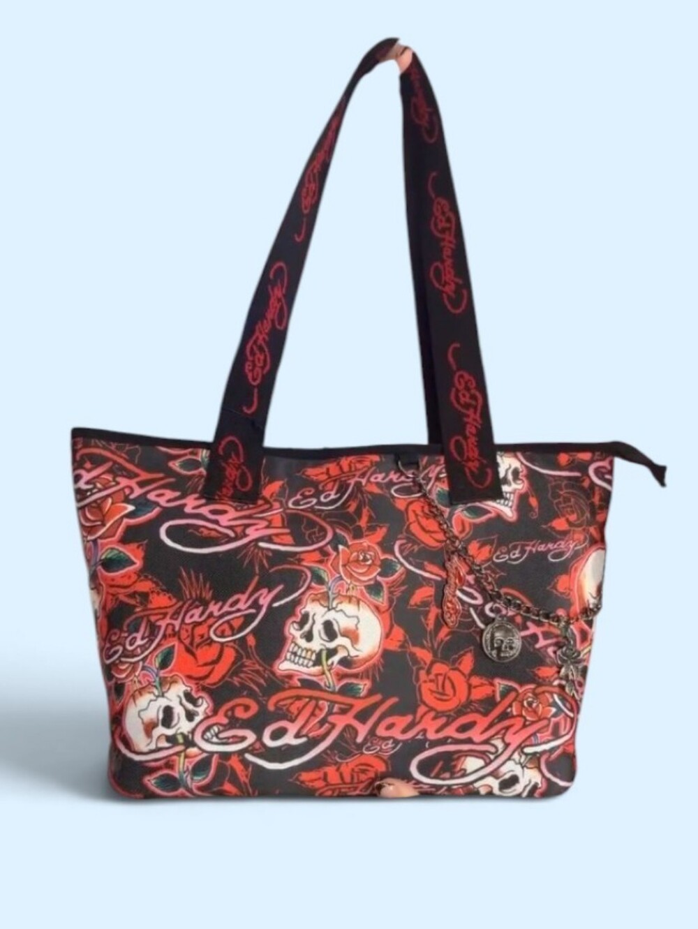 Ed Hardy Red & Black Graphic Large Tote Bag Nwt